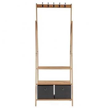 Perchero de Pie Gris Marrón Madera Tela (40,5 x 175 x 67 cm)