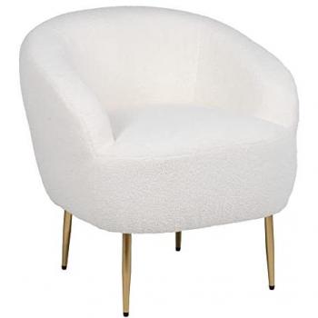 Sillón Tejido Sintético Metal Blanco 75 x 70 x 74 cm con Tapizado de Borreguito