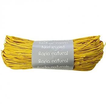 Hilo de Rafia Natural Amarillo Limón 50g - Ideal para Manualidades y Envoltura de Regalos - Longitud 1.5m