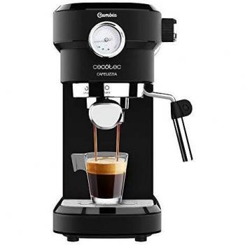 Cecotec Cafelizzia 790 Black Pro - Cafetera para Espressos y Cappuccino con Manometro, 1350 W, Sistema Thermoblock, 20 Bares, Modo Auto para 1-2 Cafés, Vaporizador Orientable, 1.1L, Negro