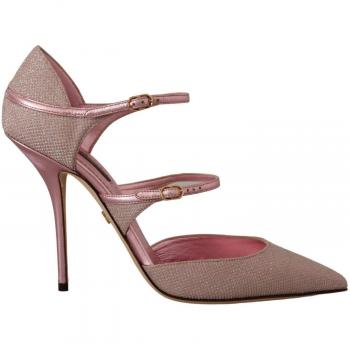 Dolce & Gabbana Pink Glittered Strappy Sandals Mary Jane Shoes - EU39/US8.5