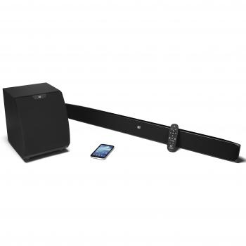 KitSound KSUPST - Barra de sonido 2.1 con subwoofer integrado, conectividad HDMI y Bluetooth, compatible con smartphones, tabletas y dispositivos MP3, negro