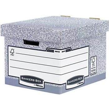 Bankers Box System - Caja de almacenamiento grande con plegado rápido, 10 unidades, color gris