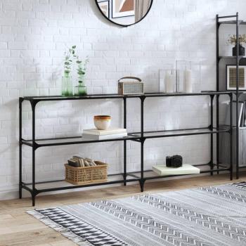 Mesa consola de vidrio transparente y acero 194,5x30x81cm Vidaxl