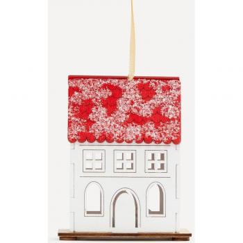 Colgante de madera Casa con luz Navidad - Adorno decorativo para el hogar y la Navidad