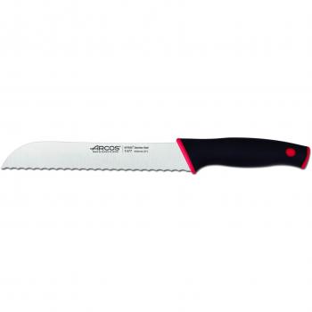 Arcos Serie Duo, Cuchillo Panero, Hoja serrada de 200 mm, Mango Color Negro Rojo