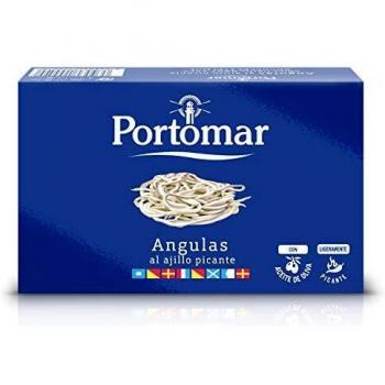 Angulas en aceite de oliva al ajillo picantes-Portomar-1 x 115gr-total= 115gr.