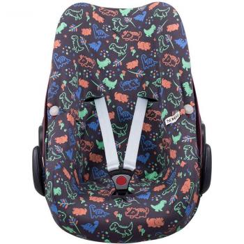 Funda para Silla de Coche Jyoko Happy Dino Compatible con Maxi Cosi Pebble y Bébé Confort de Algodón Estampado