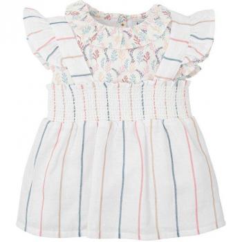 Conjunto de blusa estampada y vestido de rayas multicolor para niña