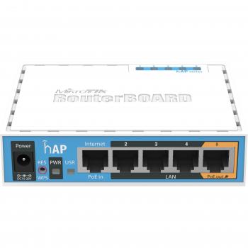 Mikrotik RB951Ui-2nD hAP Punto de Acceso WLAN 802.11b/g/n 2x2, Conexión Ethernet Interna, PoE, USB Type-A, 5xLAN L4