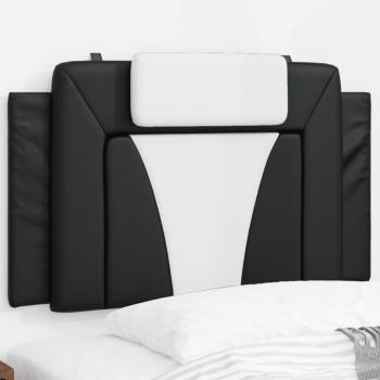 Almohada de cabecero blanco y negro de 80 cm en cuero sintético acolchado