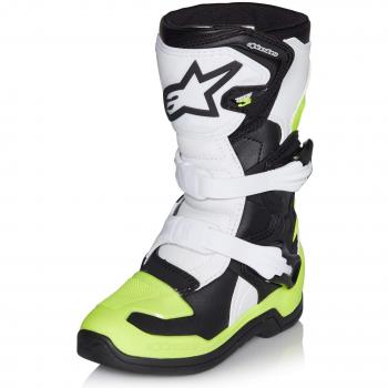 Alpinestars Kids Tech 3S Motocross Boots - Black/White/Fluorescent Yellow