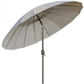 Outsunny Sombrilla de Jardín Ø250x240 cm con Manivela Parasol Exterior con Mecanismo de Inclinación y Poste Desmontable de Metal para Terraza Piscina Patio Gris Claro