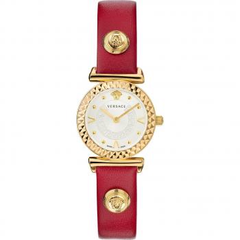 Versace Mini Vanity Leather Watch Red Gold Multicolor Female Size: ONE SIZE