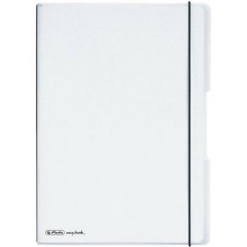 Cuaderno Herlitz my.book flex A4, PP transparente, 80g/m², liso y cuadriculado (2x40 hojas), perforado, tapa intercambiable, cierre elástico