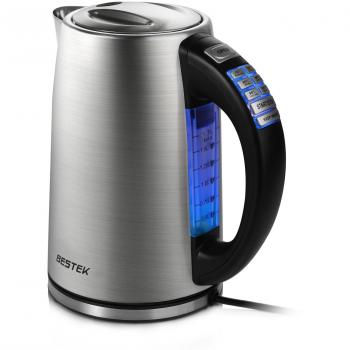 BESTEK Hervidor De Agua Eléctrico, 1,7 litro Tetera Eléctrica de acero inoxidable pulido, Libre de BPA, Control Preciso de Temperatura, Strix profesional Control de Termostato Caldera