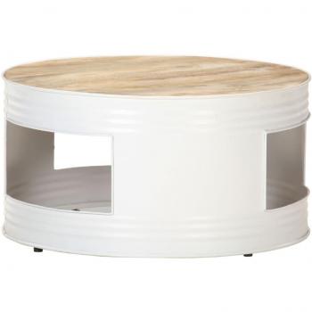 Solid Mango Wood Coffee Table - White 26.8x26.8x14.2 & Black Reclaimed 19.7x15.6