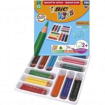 Lápices de Colores BIC Kids Evolution Triangle School Pack, 144 Unidades