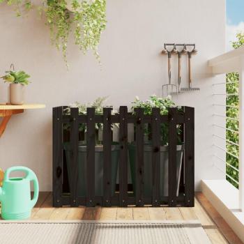 Jardinera elevada con valla de madera de pino macizo negra 100x50x70cm