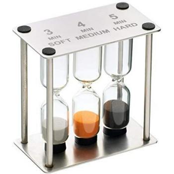 KitchenCraft – Temporizador Reloj de Arena Triple MasterClass, Acero Inoxidable, Plata, 9 x 12 x 16 cm