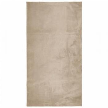 Alfombra de pelo corto suave lavable HUARTE 60x110 cm color beige, crema y arena para sala de estar, dormitorio y salón