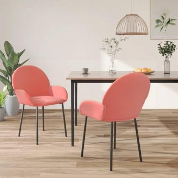 Sillas de comedor de terciopelo rosa 2 piezas, juego de 2 sillas, tapizadas en terciopelo suave, estructura resistente, diseño moderno y elegante, patas de madera, color rosa