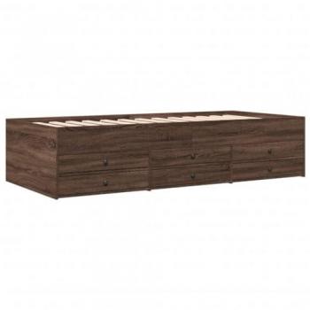 Tumbona Sofá Cama con Cajones de Almacenamiento, Madera de Ingeniería Roble Marrón 90x190 cm