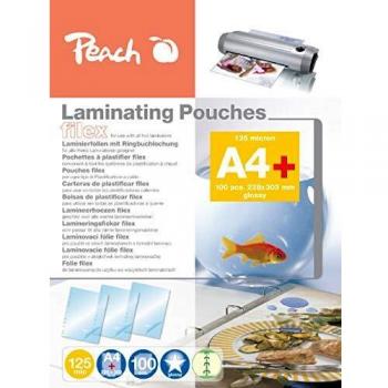 Láminas para plastificar A4, 125 micras, brillo, abheftable, set de 100 unidades