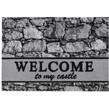Misento 282490 - Felpudo Welcome Felpudo Felpudo lavable piedra piedra Fachada Felpudo Oeko Tex, de poliamida, antracita, 50 x 70 x 0,5 cm