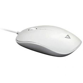 V7 MU200-WHT - Ratón Óptico USB de Bajo Perfil, 1600 DPI, Blanco