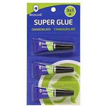 False Pegamento Super-Glue 1 GRM.Blister 3 UDS, Negro, Estandar