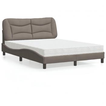 Cama con colchón Tortorora 140x190 cm en tela gris taupe