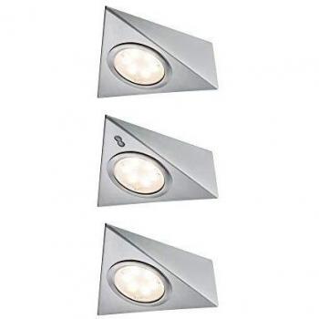 Juego de 3 luces LED para muebles con sensor de movimiento, 3x2.8W, acero inoxidable cepillado