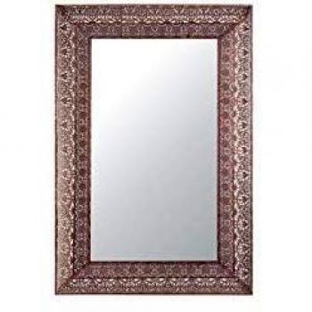 Espejo de pared rectangular decorativo 69 x 90 cm con marco de metal cobre Dehradun