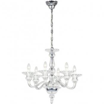 Araña de cromo y vidrio transparente Zagreb 6 brazos 56cm 6 bombillas