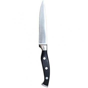 IRIS 3747 Cuchillo chuletero, Acero Inoxidable, Negro, 5.4 x 29 x 5 cm