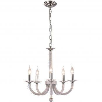 Lámpara colgante Elena de 5 luces en cromo pulido y cristal