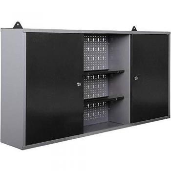 METALLMOBELL- MB003 ARMARIO HERRAMIENTAS METALICO DE PARED 120x60x20Cm, IDEAL EN TALLER, GARAJE DONDE ORGANIZAR HERRAMIENTAS,2 ARMARIOS CON CERRADURA Y LLAVE,2 ESTANTES CENTRALES