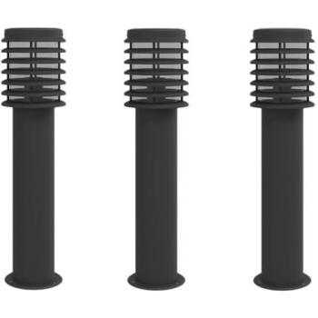 Lámparas de suelo de exterior 3 uds acero inoxidable negro 60cm vidaXL