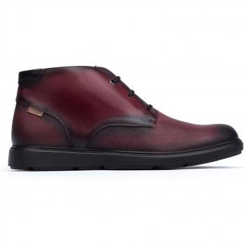Botines de piel DURANGO M8S en color burdeos con cordones para hombre