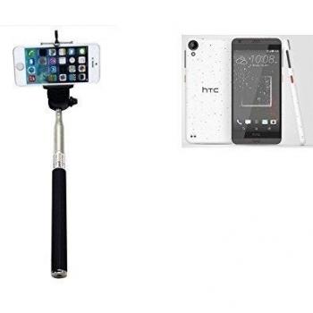 Selfie Stick palillo para HTC Desire 530, negro, Monopod, mástil telescópico, autorretrato