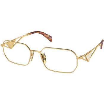 Prada Women's PR A53V 5AK1O1 Gold Transparent Geometric Metal Eyeglass Frames