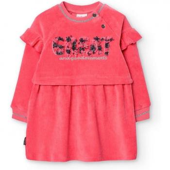 Vestido de bebé niña de pana con volantes y dibujo frontal Boboli