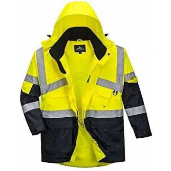 Parka Bicolor Impermeable Transpirable de Alta Visibilidad Fluorescente Amarillo/Navy S