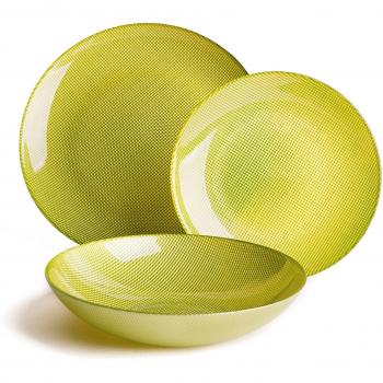 Excelsa Diamond Servicio Vajilla 18 Piezas, Cristal, Verde, 27 x 28 x 27 cm