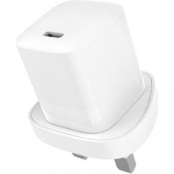 Cargador Rápido USB-C 30W 3A con Enchufe UK y Dubai, Chip Inteligente Adaptativo - Blanco