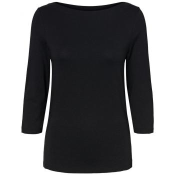 Vero Moda Women's Black 3/4 Sleeve Modal T-Shirt with Boat Neck