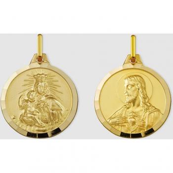 Medalla Escapulario de Oro con Detalles en Relieve