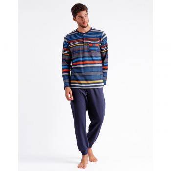 Pijama largo de hombre de punto en color azul marino