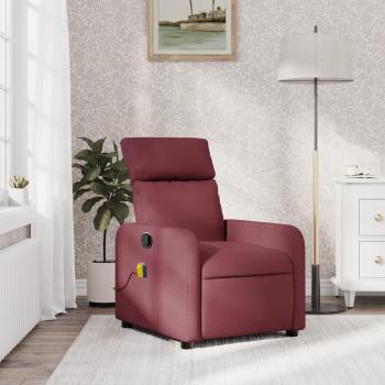 Silla de masaje reclinable en tela color vino tinto Vidaxl con funciones de masaje y reclinación